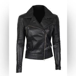 Black Womens Leather Moto Jacket